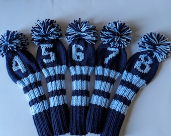 Set of 5, Made to Order! Custom Knitted Golf Club Socks Golf Head Covers (Personalized with Your Choice of Numbers/Letters) Monogrammed Gift