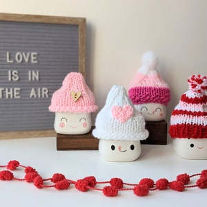 Marshmallow Mug Hat Rae Dunn Inspired Holiday Decor Christmas Mantle Pink Heart Valentine's Day Mug Topper Tiered Tray Accessories