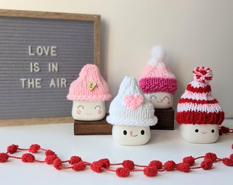 Marshmallow Mug Hat Rae Dunn Inspired Holiday Decor Christmas Mantle Pink Heart Valentine's Day Mug Topper Tiered Tray Accessories