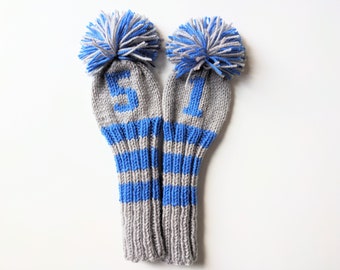 Set of 2, Made-to-Order! Hand Knitted Golf Club Covers Custom Head Covers, (Personalized with Your Choice Numbers/Letters) Gift Best Seller