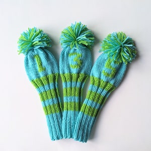 Set of 3, Made-to-Order! Hand Knitted Golf Club Covers Custom Head Covers, (Personalized with Your Choice Numbers/Letters) Gift Best Seller