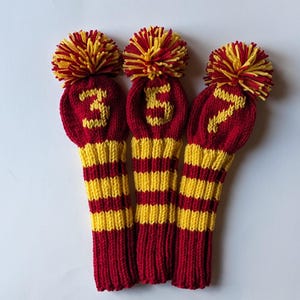 Set of 3, Made-to-Order! Hand Knitted Golf Club Covers Custom Head Covers, (Personalized with Your Choice Numbers/Letters) Gift Best Seller