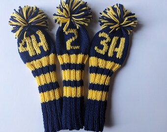 HYBRID SIZE!! Set of 3, Made to Order!!! Custom Knitted Golf Club Covers (Personalized with Your Choice of Numbers/Letters) Best Seller