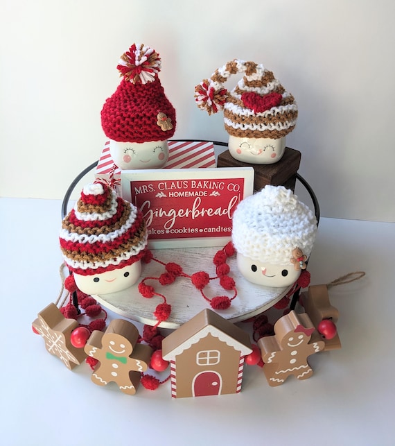 Marshmallow Mug Hat Rae Dunn Inspired Holiday Decor Gingerbread Christmas Baking Elf Mug Topper Tiered Tray Accessories Gift Mantle Shelf