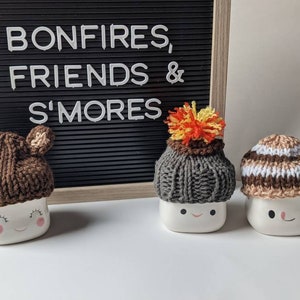 Marshmallow Mug Hat Rae Dunn Inspired Smores Camping Bear Campfire bonfire Holiday Decor Fall Mantle Mug Topper Tiered Tray Accessories