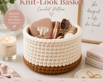 Chunky Crochet Basket & Coaster Pattern (PDF) | Modern Storage Basket Pattern, Easy Beginner Crochet | Instant Download