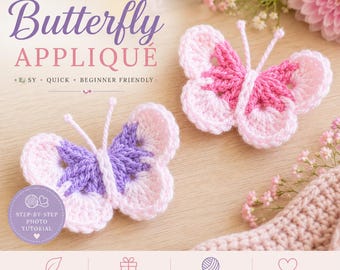 Realistic Crochet Butterfly Applique Pattern PDF Crochet Insect Pattern, DIY Butterfly Decor – Beginner-Friendly Printable Pattern