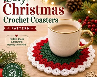 Christmas Crochet Coaster Pattern, Easy Mug Rug PDF, Xmas Snowman & Tree Coasters, Holiday Table Decor, Beginner Crochet Pattern