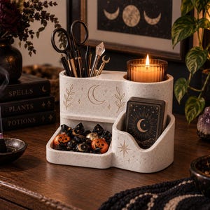 Witchy Altar Organizer – Tarot Card, Crystal, Incense and Candle Holder Tray image 4