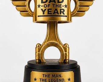 Trofeo al Papá del Año / Regalo del Día del Padre impreso en 3D / Premio de escritorio personalizado / Trofeo con forma de pistón de motor / Decoración de regalo para papás amantes de los coches