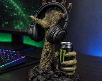 Zombie Hand Headphone Stand, Gaming Headset Holder with Drink Can Holder, Gamer Desk Decor, Monster Hand Headset Stand, Unique Gamer Gift