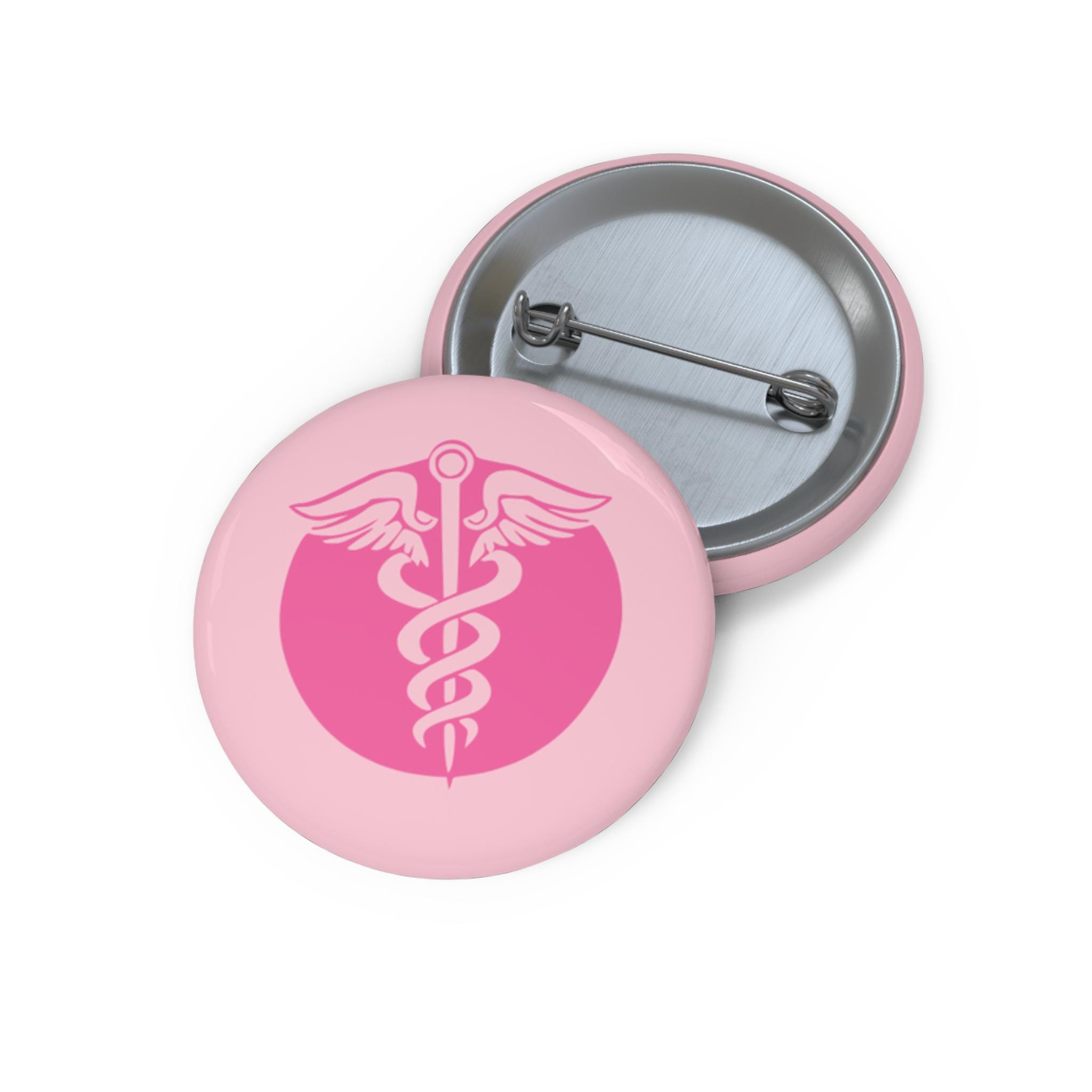 Medical Label Pin Pink Caduceus Medical Symbol Pin Button | Nurse Badge, Healthcare Lapel ...