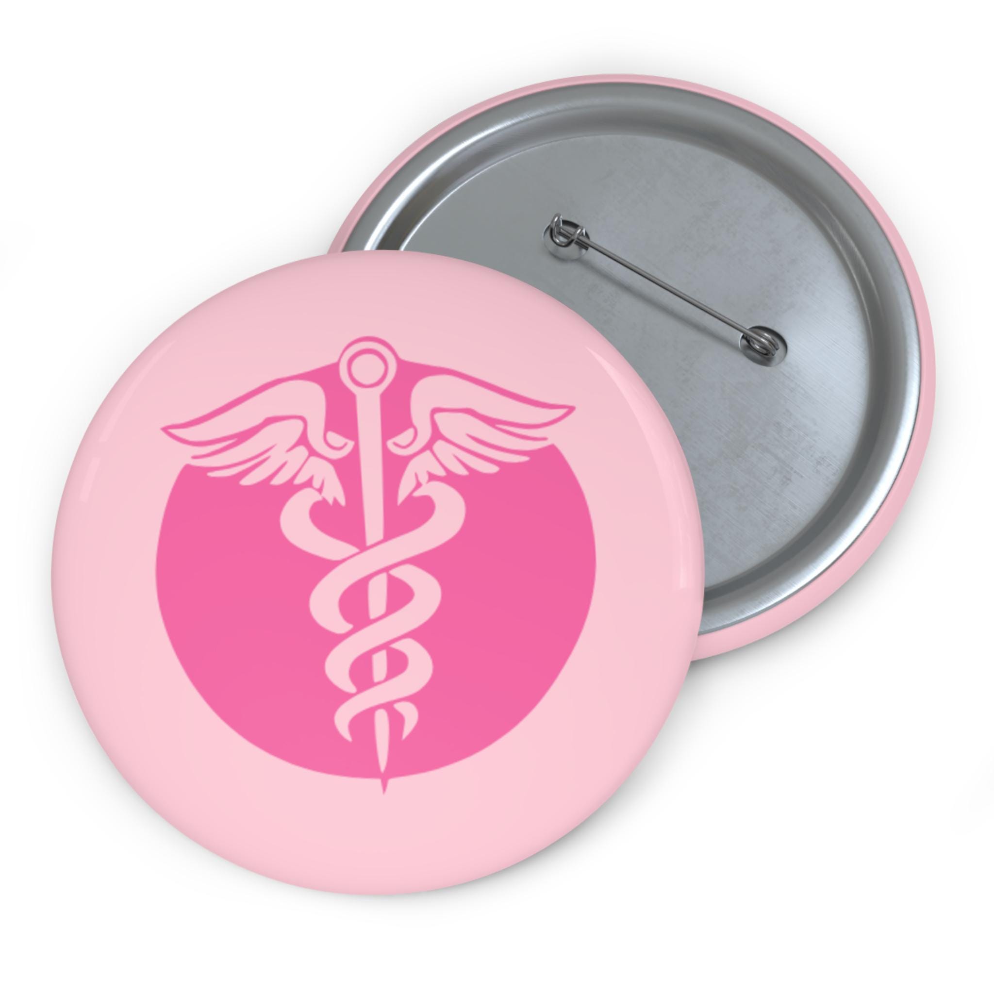 Medical Label Pin Pink Caduceus Medical Symbol Pin Button | Nurse Badge, Healthcare Lapel ...