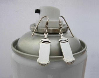 Silver Spray Can Graffiti Earrings , Hand Made Solid Silver