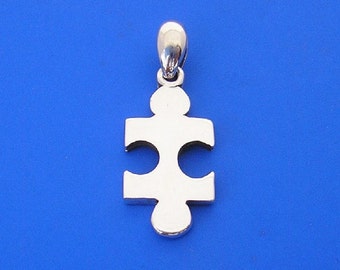 Silver Jigsaw Pendant , Hand Made Solid Silver