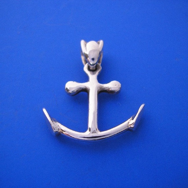 Silver Anchor Pendant , Hand Made Solid Silver image 2