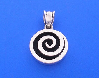 Silver Spiral Pendant , Hand Made Solid Silver