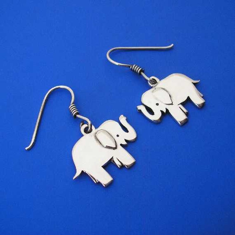 Silver Elephant Earrings , Hand Made Solid Silver , Silver Jewellery , Silver Jewelery image 2