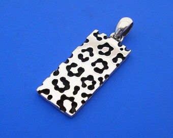 Silver Leopard Skin Pendant , Hand Made Solid Silver
