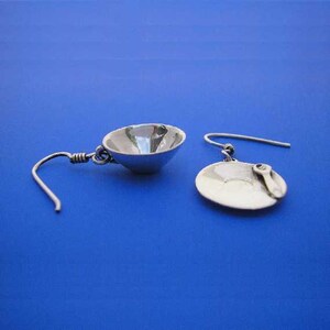 Silver Cup and Saucer Earrings , Hand Made Solid Silver image 3