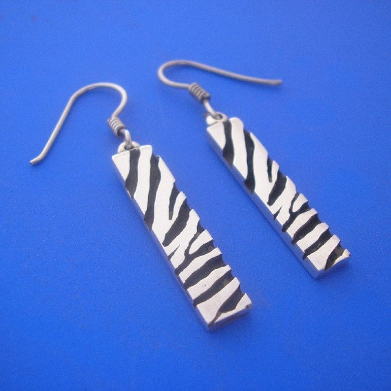 Silver Zebra Skin Earrings Hand Made Solid Silver Etsy