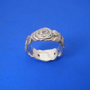 Silver Rose Ring , Hand Made Solid Silver