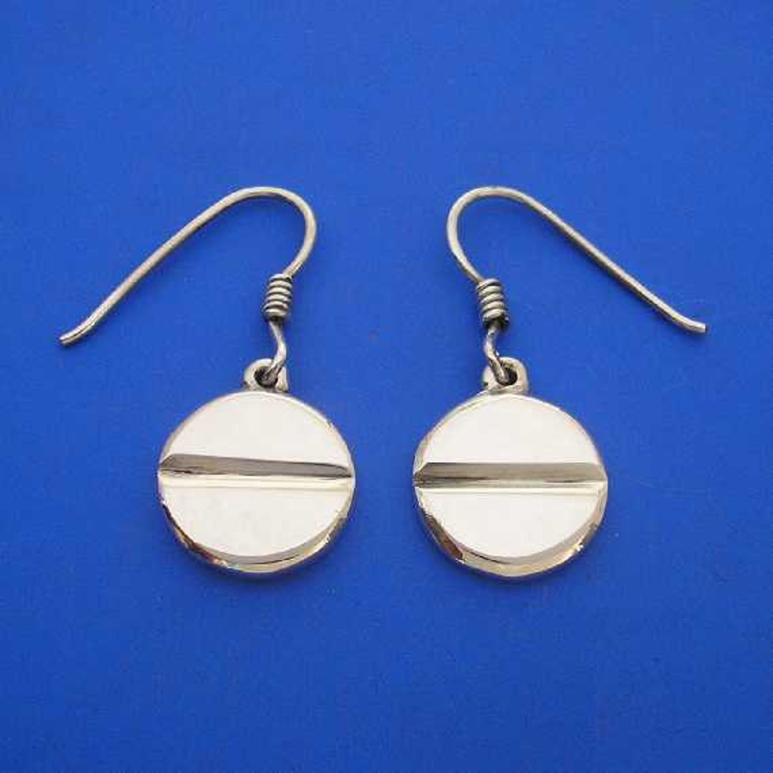 Silver Tablet , Pill Earrings , Hand Made Solid Silver Jewelry