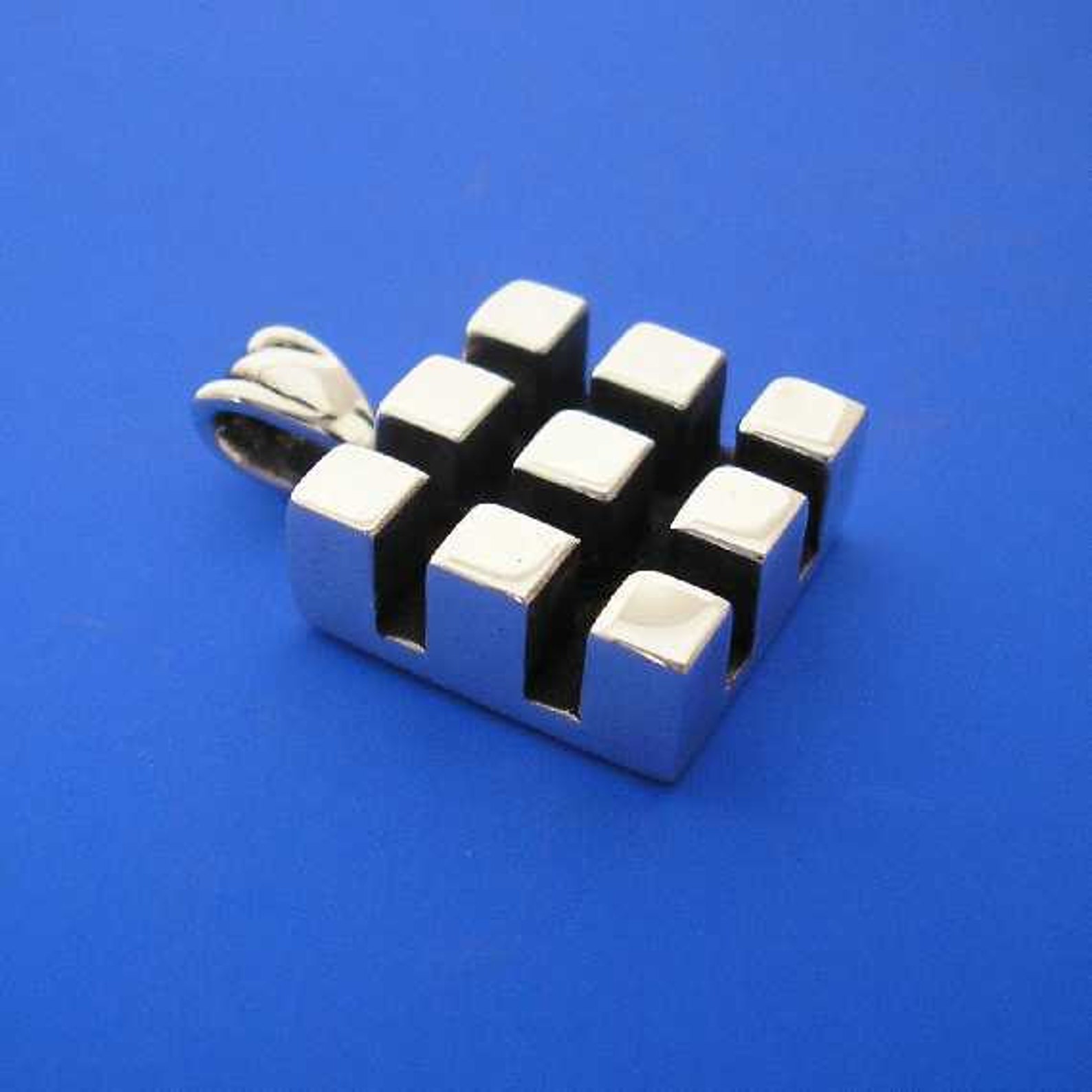 Silver Square Grid Pendant Hand Made Solid Silver Etsy