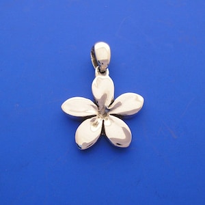 Silver Frangipani Plumeria Flower Hawaiian Pendant , Hand Made Solid ...