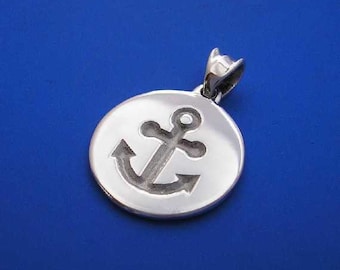 Silver Anchor Pendant Large , Hand Made Solid Silver