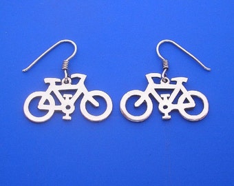 Silver Bicycle Earrings , Hand Made Solid Silver , Silver  Jewelry Jewellery