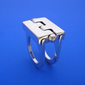 Silver Kinetic Hinge Ring , Hand Made Solid Silver