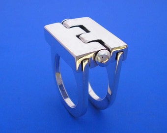 Silver Kinetic Hinge Ring , Hand Made Solid Silver