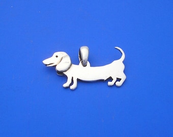 Silver Sausage Dog Dachshund Pendant , Hand Made Solid Silver Jewelry Jewellery