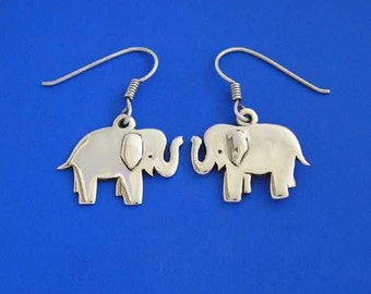Silver Elephant Earrings , Hand Made Solid Silver , Silver Jewellery , Silver Jewelery