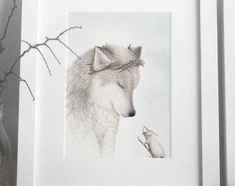 Wolf Winter Print Print A4