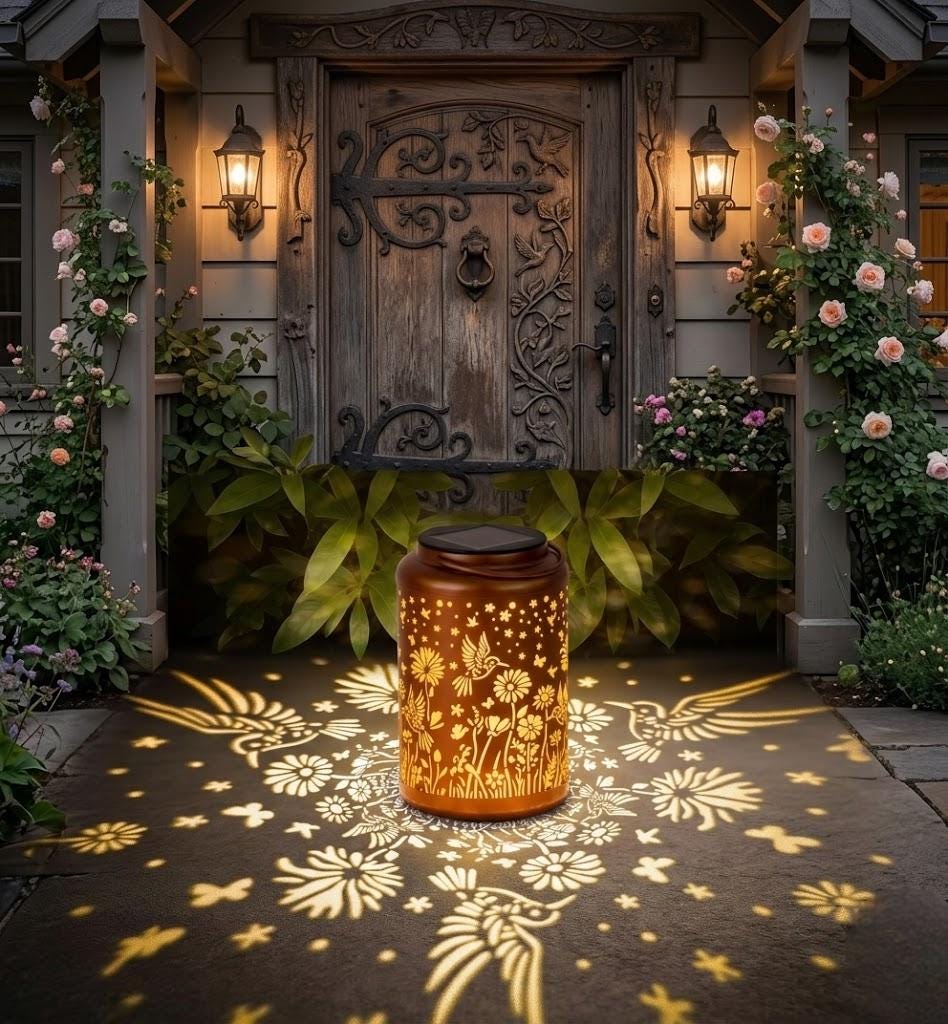 Luxury Solar Hummingbird Lantern,Garden Lantern with Floral Shadow…