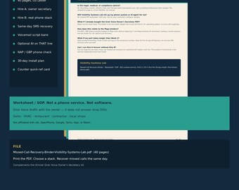 Roteiros de recuperação de chamadas perdidas para lojas locais | Pasta com lista de verificação de SMS para mensagens de voz (PDF)