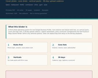 Pasta de Lista de Fotos para Google Meu Negócio | Lista de Verificação da Galeria GBP com 32 Páginas (PDF)
