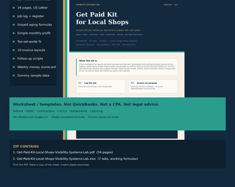 Kit de Recebimento de Pagamentos para Lojas Locais | Procedimento Operacional Padrão (POP) de Faturamento com 34 Páginas + Planilha de Exercícios | PDF
