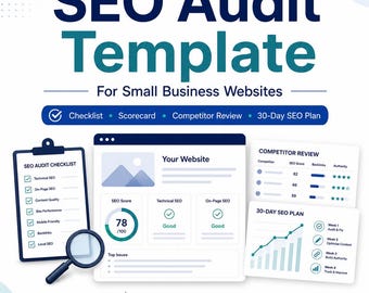 Modelo de auditoria de SEO para sites de pequenas empresas, lista de verificação do site, guia de marketing digital, download em PDF