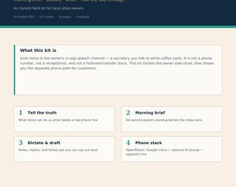 Grok Voice - Secretária do Proprietário | Resumo Matinal + Roteiros de Ditado em PDF | Pequenas Empresas