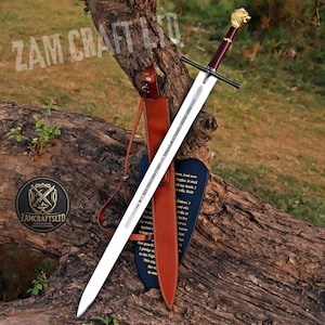 Vikingzwaard van Damascusstaal als kerstcadeau, middeleeuws LARP-Vikingzwaard voor huisdecoratie, op maat gemaakt lang Romeins zwaard om aan de muur te hangen.