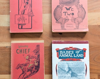 Vintage-Kinder-Bleistiftblöcke, liniert – Young Chief, Babes of Animal Land, Worthmore, We Two