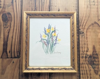Diane Ramseur, ohne Titel, florales/botanisches Aquarell, Original signiertes Aquarell auf Papier, 1990
