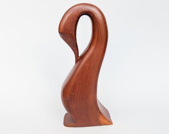 Vintage handgeschnitzte Schwanenskulptur aus Holz