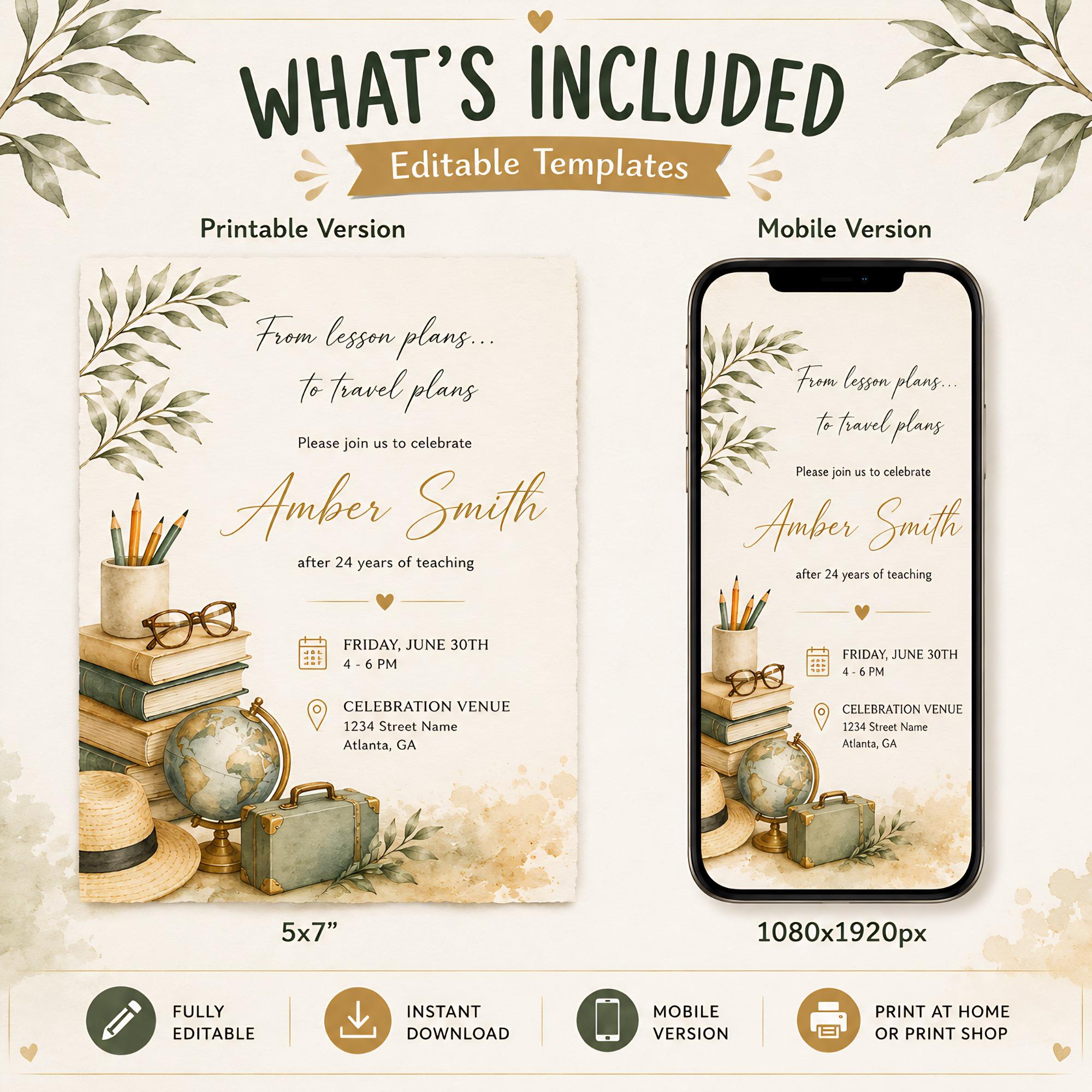 Lesson Invitation Editable Teacher Retirement Invitation Template, From Lesson Plans to ...