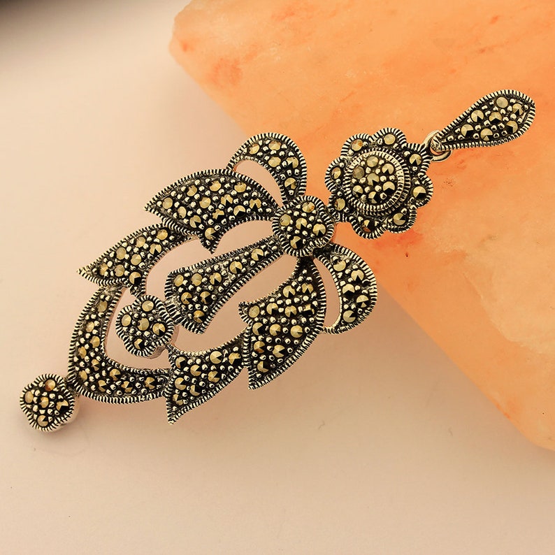Artisan Marcasite Handmade Pendant 925 Sterling Silver 2 78 Inch Pendant Jewelry
