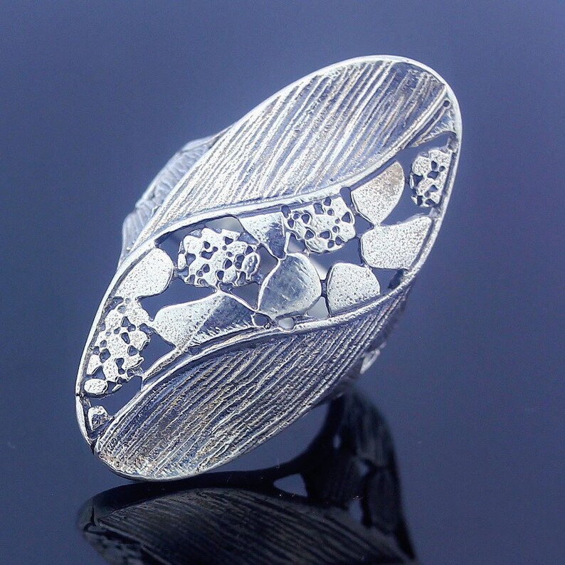 Artisan Bali Style Art Deco Silver Ring 925 Sterling Silver Size 7 Ring Handmade Ring Jewelry