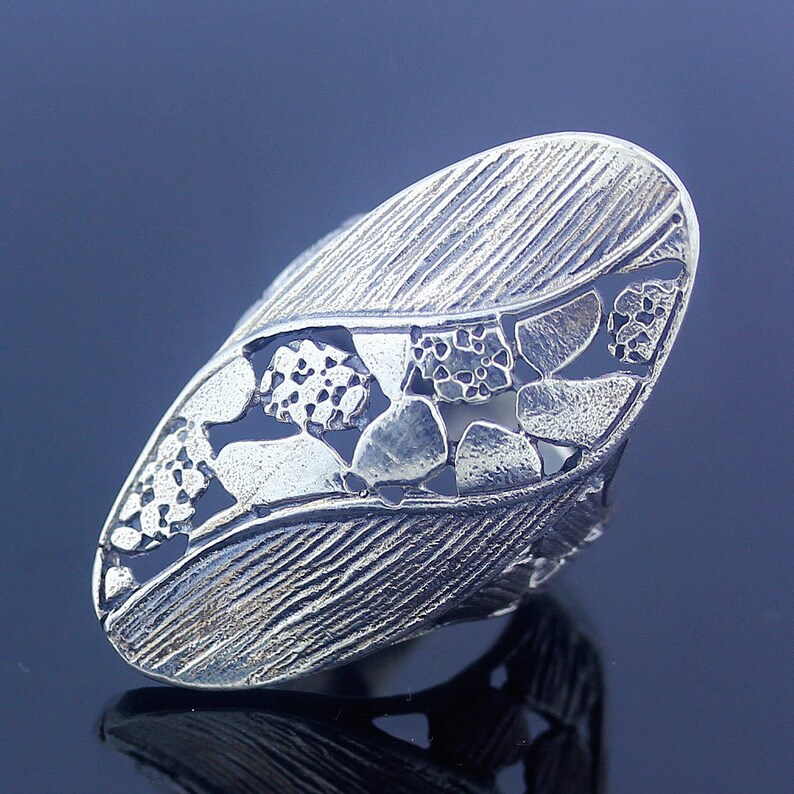 Artisan Bali Style Art Deco Silver Ring 925 Sterling Silver Size 7 Ring Handmade Ring Jewelry